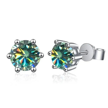 TY D Color Brilliant Round Cut Lab Moissanite Dia Stud Earrings For Women 925 Sterling Silver Plated Wedding Fine Jewelry Gift