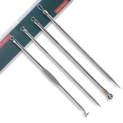 4Pcs Blackhead Remover Tool Set Ultra Fine Pore Extractor Needles Facial Acne Blemish Whiteheads Cleansing Beauty Kit