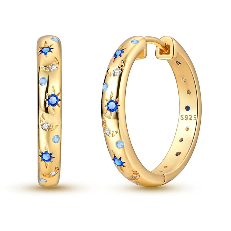 925 Sterling Silver Hoops Earrings Hypoallergenic Hoops Earrings With Zirconia Fashion High Quality Jewelry for Women Girls