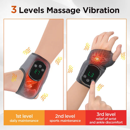 Electric Cordless Heated Ankle Wrist Guard Massager for Right Left Hand/Foot Vibration Massage Wristband Hot Ankle Joint Brace