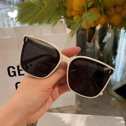 MJYIWANG Fashion Korean Personality Ins Trend Black Square Frame UV400 Sunglasses for Unisex Street Sunglass