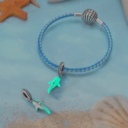 Fit Original 925 Sterling Silver Charms Beads Blue Luminous Whale Shark Seahorse Dolphin Charms For Women Fine DIY Jewelry Gifts