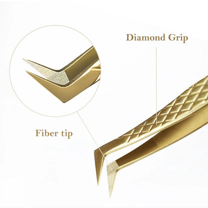 DIYDAY Anti-slip Eyelash Extension Tweezers Stainless Steel Fiber Tip Lashe Tweezer Precision Makeup Tool for Professional Use