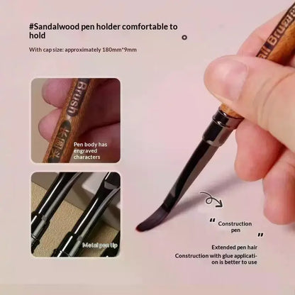 Round Wood Handle Triangular Petal Nail Brush Acrylic Nail Art Liner Brush Stripes Grid Flower Painting Drawing PenManicure Tool
