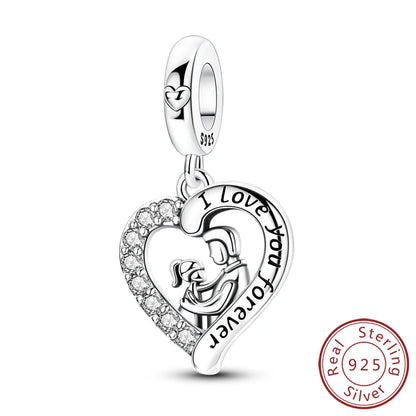 Original 925 Sterling Silver Heart Love Charms Beads Pendant Fit Original Bracelet Necklace DIY Charms Women Man Jewelry Gift