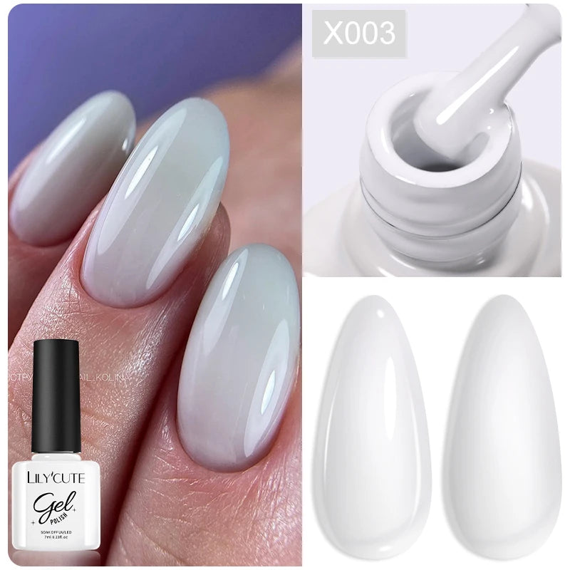 LILYCUTE 7ml Base Nowipe Top Coat Soak Off UV LED Gel Nail Polish Reinforcement Gel Semi Permanent Multifunction Gel Varnishes