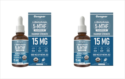 L-Methylfolate 5-MTHF Liquid Drops with Methyl B12 - Active Form Folate Supplement for Homocysteine Health - 60 Servings