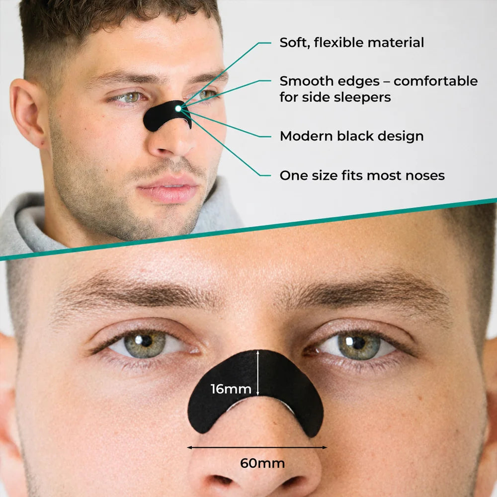 SERLAVEXA Nasal Strips 60PCS Black Self Adhesive Nose Patches for Comfortable Breathing During Sleep Sports and Travel