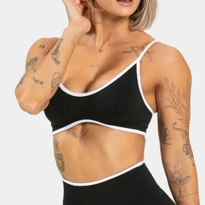 Women Solid Color Gym Sports Bra Summer Yoga Fitness Top Sexy Backless Knit Bra with Chest Cushion Suspender Breathable Bra