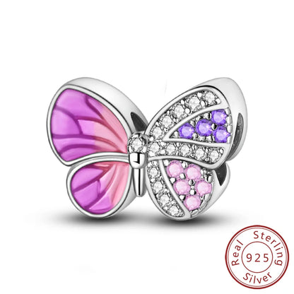 Charm 925 Sterling Silver Pink Pendant Charm Fit Original Charm Bracelet Necklace Beads DIY Jewerlry Accessories