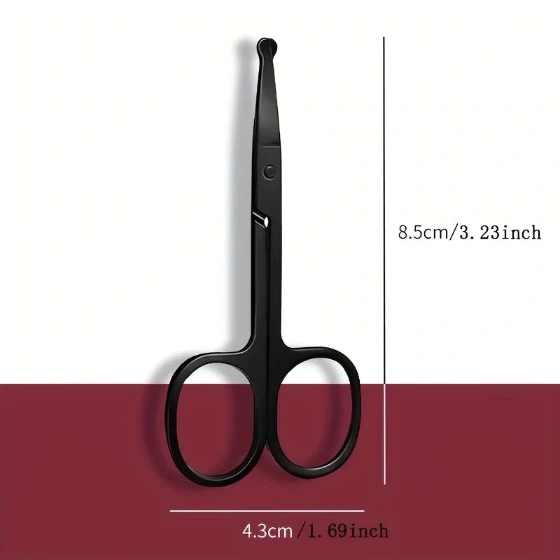 Safe Nose Hair Scissors Unisex Stainless Steel Black Round Head  (Do Not Hurt Nose)