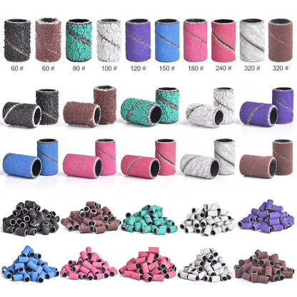 Nail Art Sanding Bands Drill Bits 80# 120# 240# for Electric Nail Drill File Nail Polishing Head Remover UV Gel Pedicure Tools