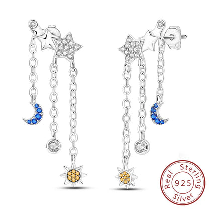 New 925 Sterling Silver Hoop Earrings Star Moon Stud Drop Earrings For Woman Party Wedding Accessories Fashion Jewelry Gift