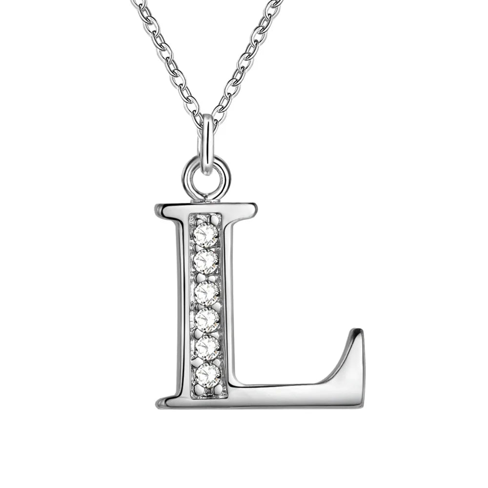 26 Letters 925 Sterling Silver Necklace Pendant Zircon For Women Exquisite Student Girlfriend Jewelry Accessories Wedding Gift
