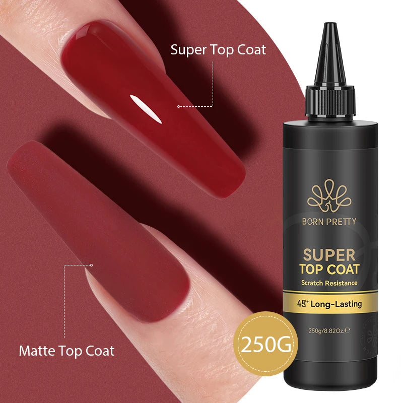 BORN PRETTY 250g Super Strong Nail Glue For False Nail Tips Press On Nails Refilled Package Base Gel Top Coat Matte Top Coat
