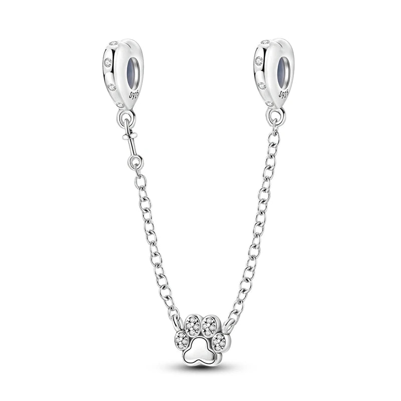 Safety Chain Charms Fit Original 925 Sterling Silver Charms Beads Moon Star Butterfly Heart Safety Chain For Women Jewelry Gifts