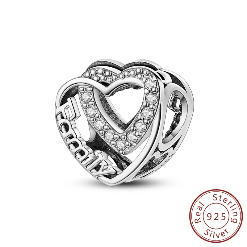 Original 925 Sterling Silver Heart Love Charms Beads Pendant Fit Original Bracelet Necklace DIY Charms Women Man Jewelry Gift