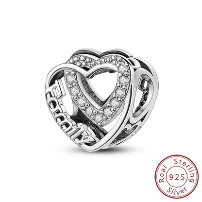 Original 925 Sterling Silver Heart Love Charms Beads Pendant Fit Original Bracelet Necklace DIY Charms Women Man Jewelry Gift
