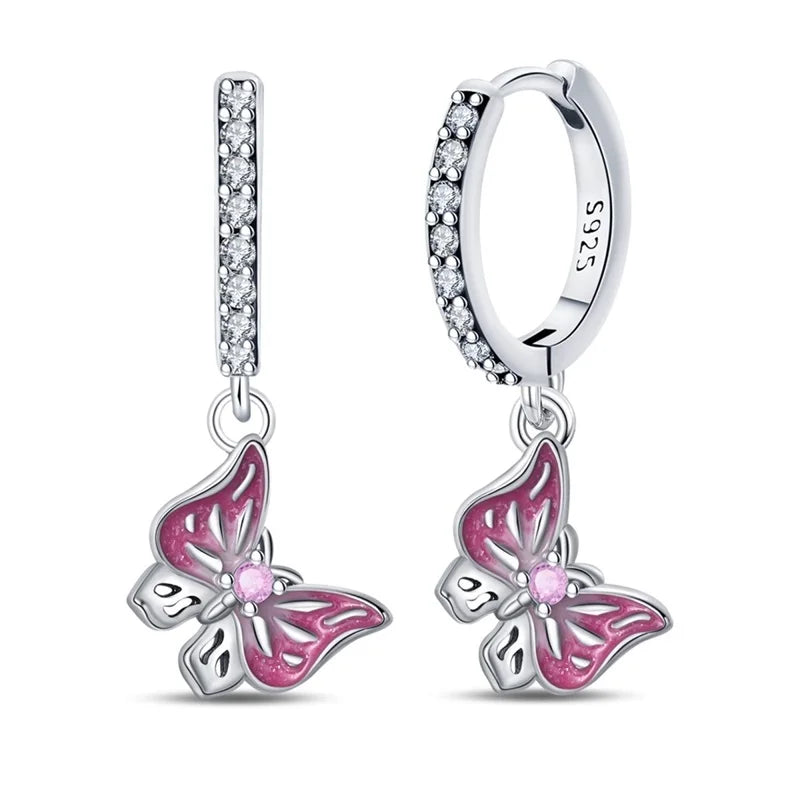 New 925 Sterling Silver Wine Cup Butterfly  Women Earrings Brilliant Wedding Engagement Star Earrings Jewelry Gift