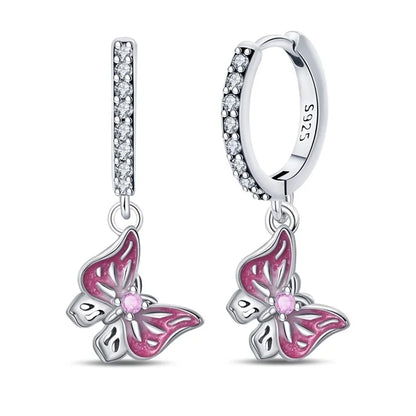 New 925 Sterling Silver Wine Cup Butterfly  Women Earrings Brilliant Wedding Engagement Star Earrings Jewelry Gift