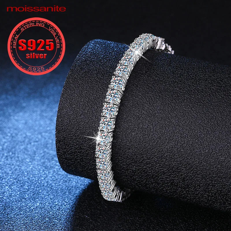sterling silver 925 moissanite tennis bracelet 0.3ct  full row moissanite bracelet  tennis bracelet