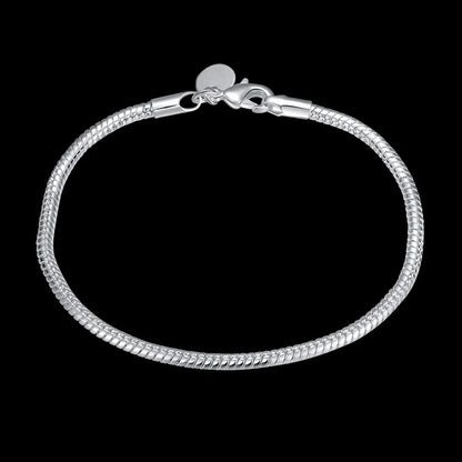 925 Sterling Silver 16-23cm 3mm Snake Chain Bracelet For Women Men Fashion Wedding Engagement Party Jewelry Gifts