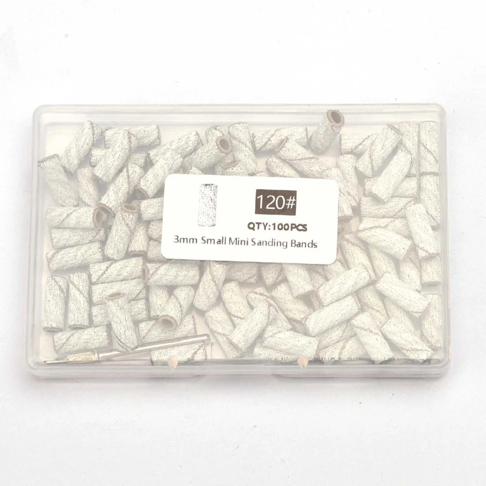 100pcs 3.1mm Mini Sanding Bands Kits Nail Drill Bits Mandrel Sets Electric Manicure Accessories Tool Dead Skin Remover