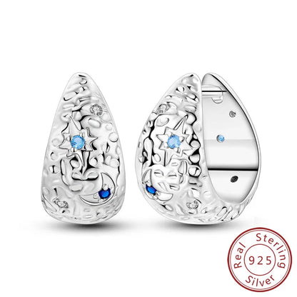 New 925 Sterling Silver Hoop Earrings Star Moon Stud Drop Earrings For Woman Party Wedding Accessories Fashion Jewelry Gift