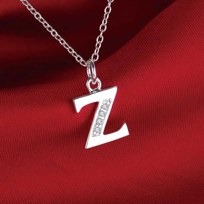 26 Letters 925 Sterling Silver Necklace Pendant Zircon For Women Exquisite Student Girlfriend Jewelry Accessories Wedding Gift