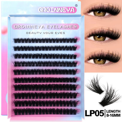 GROINNEYA DIY Eyelashes Cluster Lashes Lash Extension Natural Soft 100% Handmade Mink Lashes Reusable Makeup