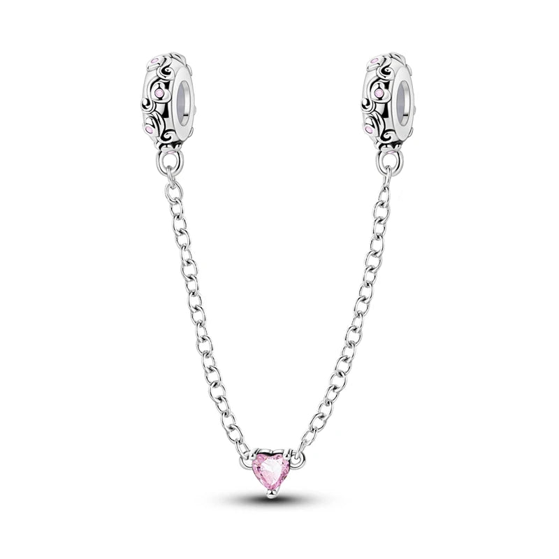 Safety Chain Charms Fit Original 925 Sterling Silver Charms Beads Moon Star Butterfly Heart Safety Chain For Women Jewelry Gifts