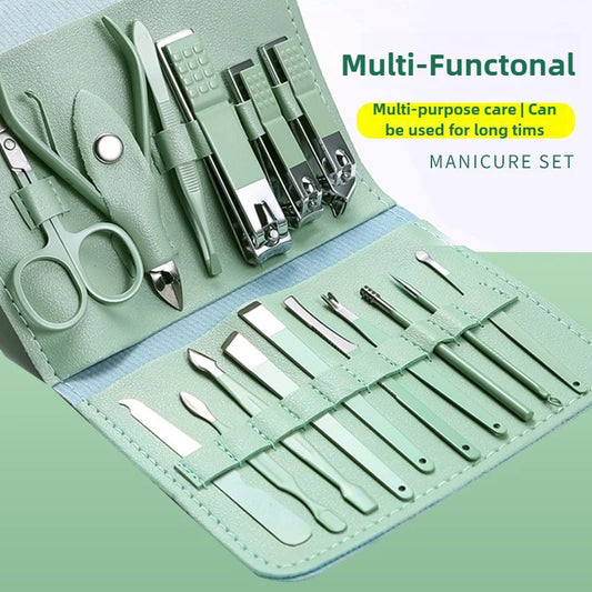 Premium 16-Piece Nail Grooming Kit for Home Stainless Steel Clippers Pedicure Set and Travel Case Included Manicure Set