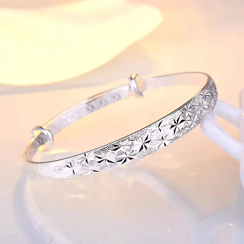 925 Sterling Silver Original Romantic Gypsophila Star Bangles for Women Bracelets Fashion Party Wedding Accessories Jewelry