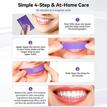 7pcs Premium Purple Whitening Strips Professional Tooth Stain Removal Brighten Kit Deep Stain Cleaning For Sensitive Teeth