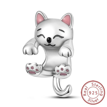 Charms 925 Sterling Silver Dog Cat Paw Print Love Pets Charms Beads Fit Original Bracelets Necklaces Pendant Women DIY Jewelry