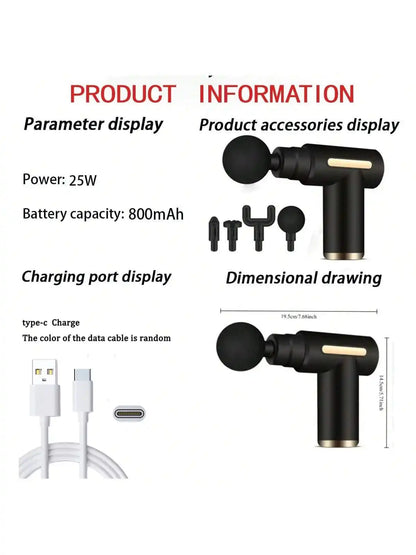 2026 Portable Muscle Massage Gun For Body Massage, With Led Touch Screen, Speed Adjustment, Rechargeable