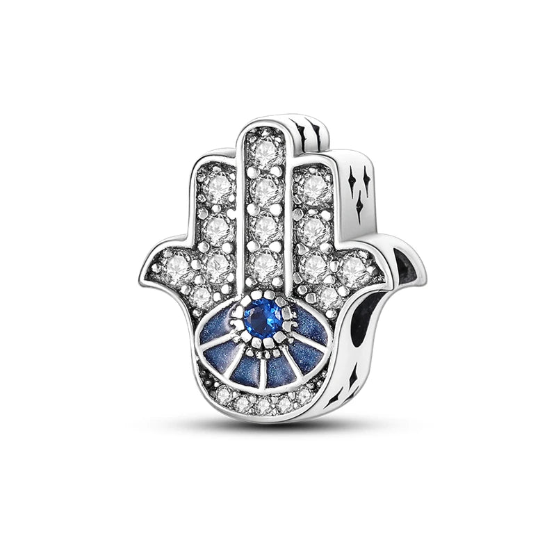 Hot Sales 925 Sterling Silver Charms Beads Devil's Eye Fatima's Hand Cross Beads Fit Original Bracelet Women DIY Jewelry Gifts