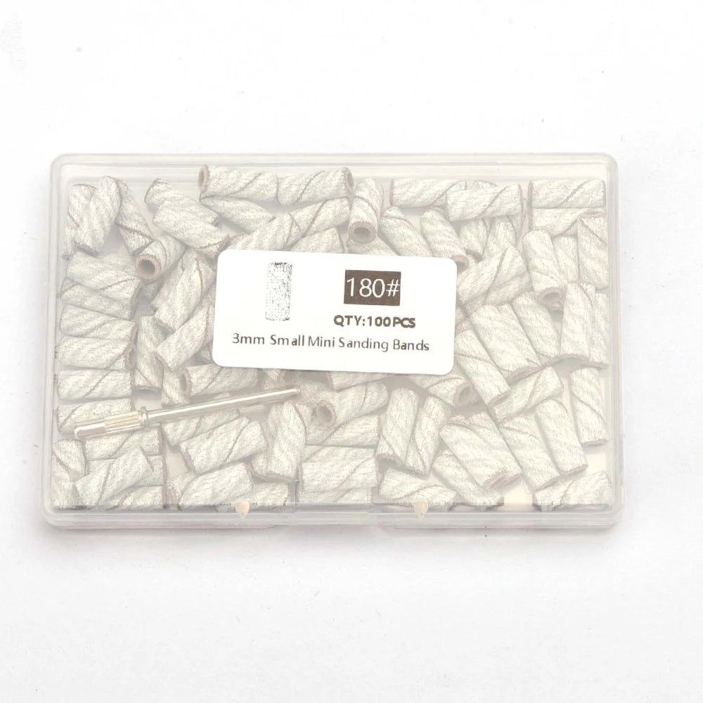 100pcs 3.1mm Mini Sanding Bands Kits Nail Drill Bits Mandrel Sets Electric Manicure Accessories Tool Dead Skin Remover