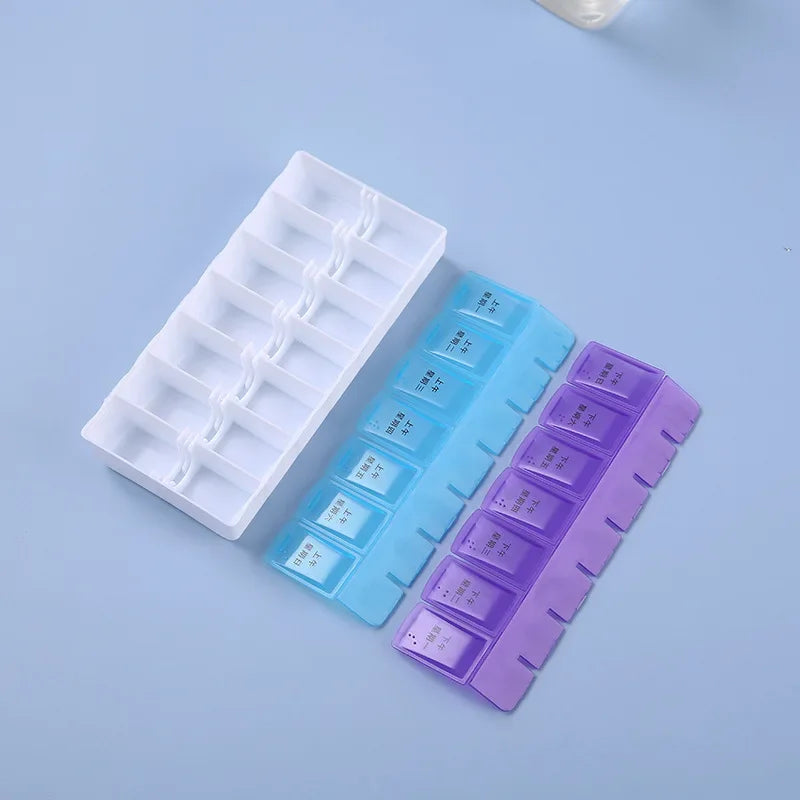 Portable Travel Pocket Size Weekly 14 Grids Pill Organizer Medicine Storage Container For Vitamin Tablets Daily Supplement Accessory