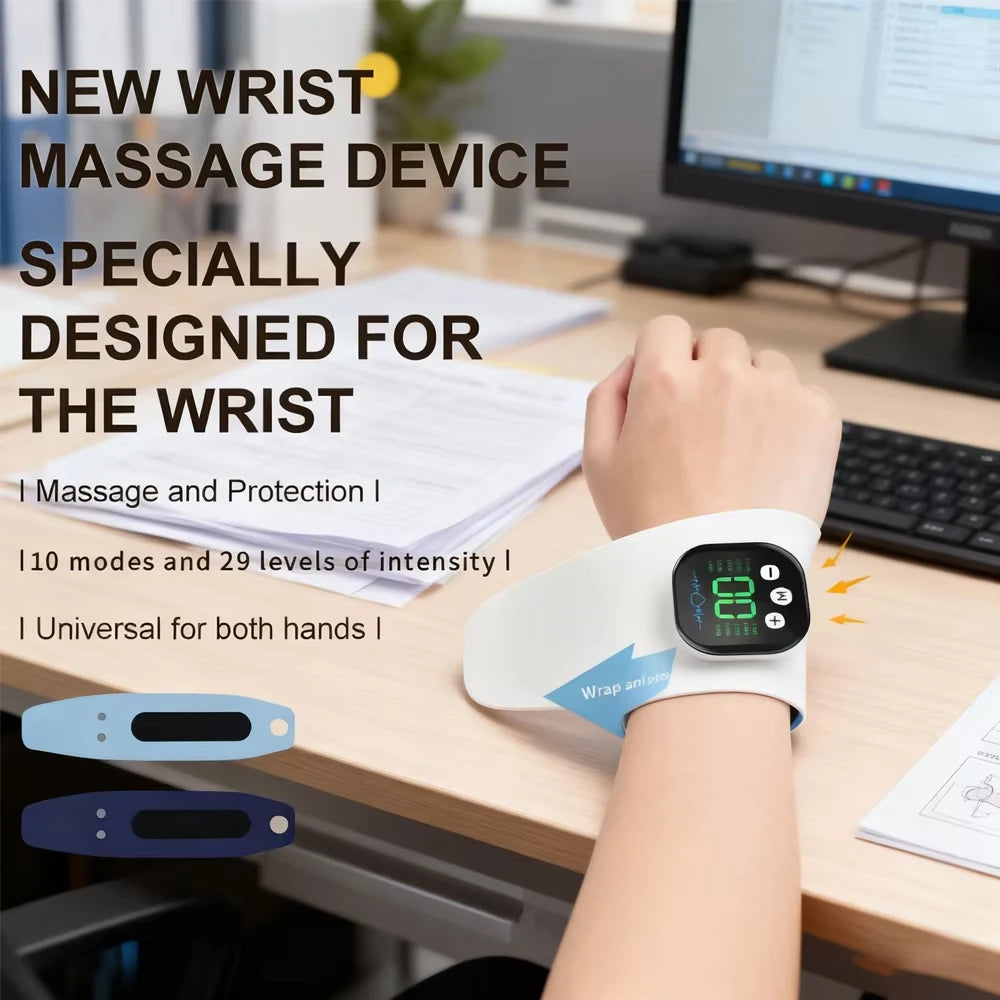 EMS Electric Hand Wrist Massager 10 Mode Vibration Massage 29 Levels Massage Hands Rechargeable Wrist Brace Protector Wrap