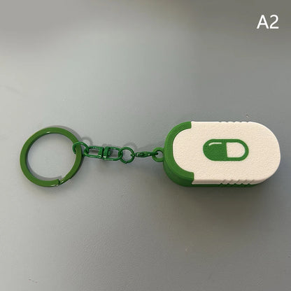 Mini Portable Plastic Pill Box with Keychain - Cross Symbol Medicine Case for Daily Use And Emergencies Sliding Capsule Holder