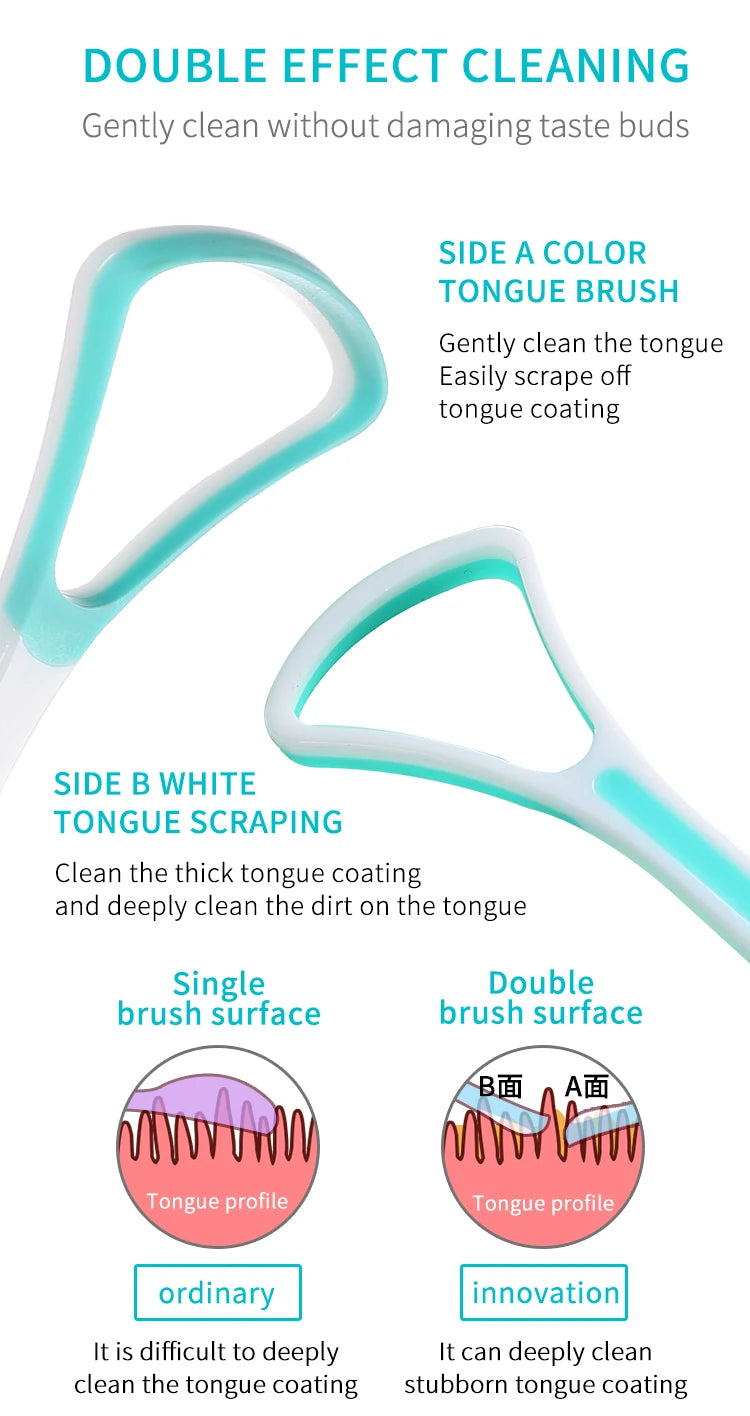 Tongue Scraper Cleaner for Adult Kid,Tongue Brush for Fresh Breath Dental Eliminate Bad Breath in Seconds Oral Care Tool