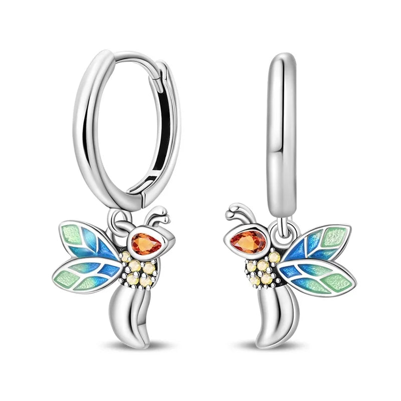 New 925 Sterling Silver Wine Cup Butterfly  Women Earrings Brilliant Wedding Engagement Star Earrings Jewelry Gift