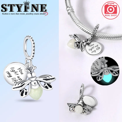 925 Sterling Silver Rainbow Woodpecker Animal Pendant with Elephant Bead for DIY Bracelet Making Birthday Gift Idea