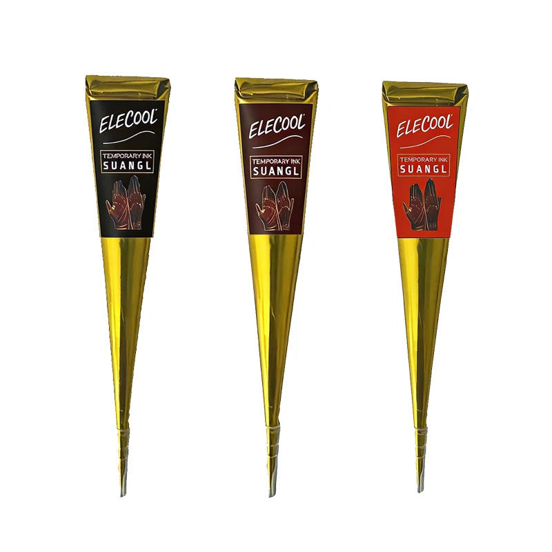 SUANGL Black Brown Red White Henna Cones Indian Henna Tattoo Paste For Temporary Tattoo Body Art Sticker Mehndi Body Paint