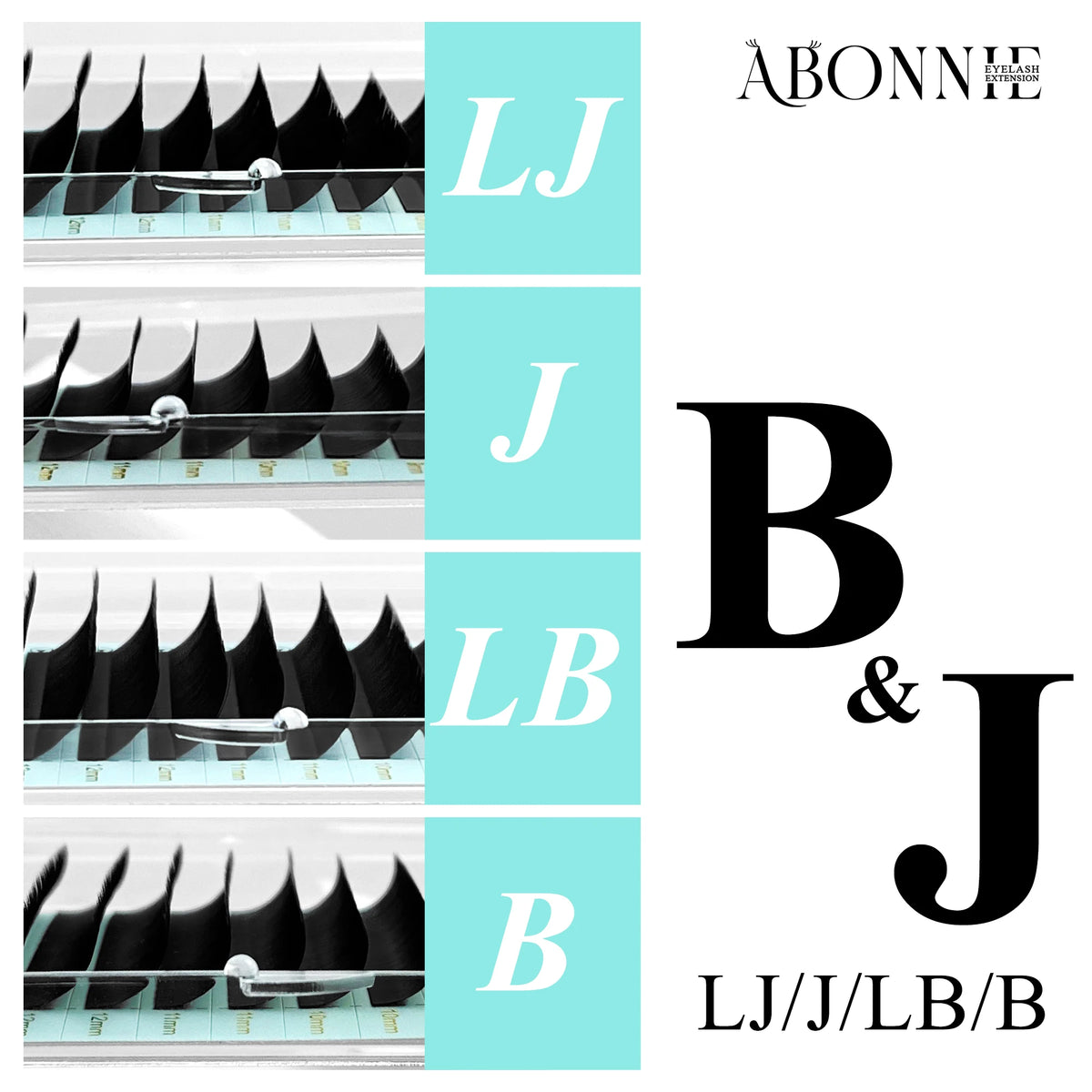 Abonnie LB LJ Curl Cashmere Classic Eyelashes Extensions Mixed Tray LB Curl Eyelashes