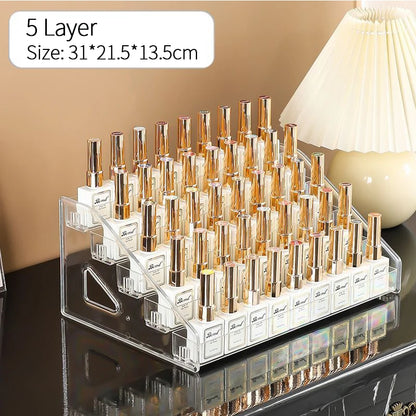 3/4/5/6/7 Layers Acrylic Nail Polish Display Organizer UV Gel Shelf Quick Install Cosmetic Rack Jewelry Stand Manicure Storage