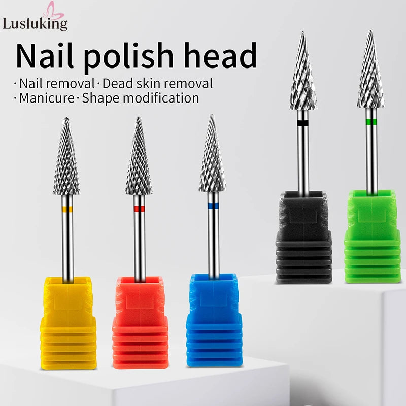 Tip Tungsten Carbid Nail Drill Bits Electric Manicure Drill Accessory Milling Cutters for Nail Gel Polish Remover Nail Tools