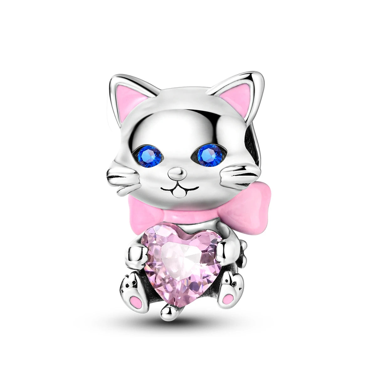 Original Charms 925 Silver Cute Animals Cat Bear Bead For Silver Bracelet Diy Fahsion Jewelry