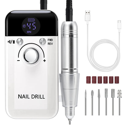 45000RPM Nail Drill Machine With Low Noise Portable Nail Drill Machine Rechargeable Nail Sander File For Manicure Salon Tool